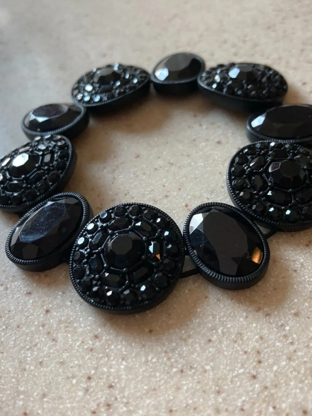 Black Rhinestone Stretch Bracelet VTG